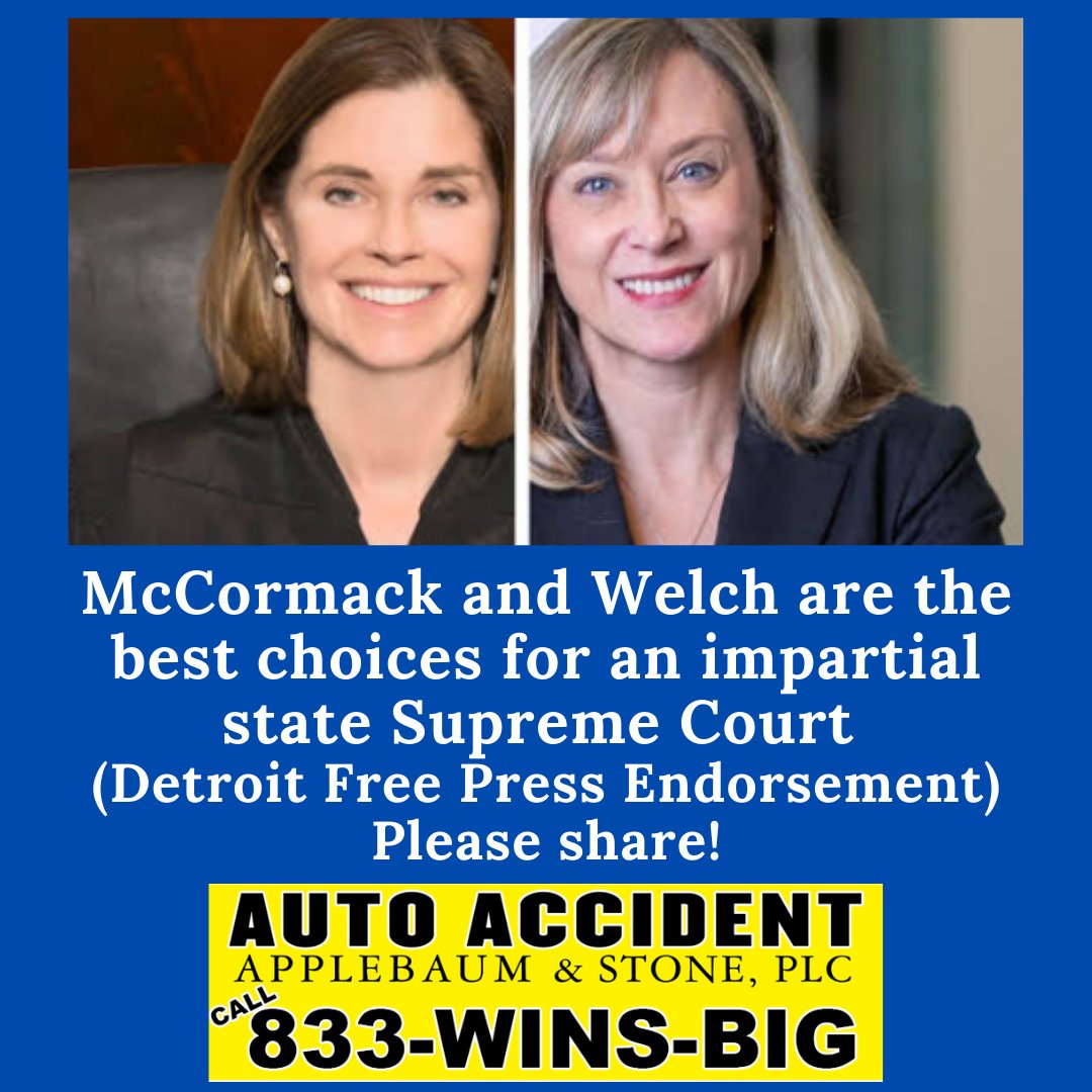 McCormack and Welch are best choices for an impartial state Supreme Court

freep.com/story/opinion/…