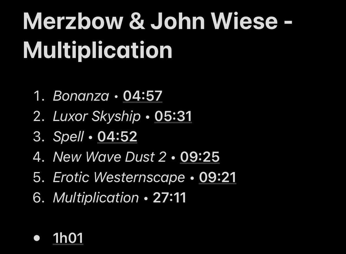 42/108: Multiplication (with John Wiese)This collab album is one of the most raw album I’ve listened from Merzbow in a long time. It reminds me of albums like Venereology or Noisembryo who are pure Harsh Noise records. Not my cup of tea to be honest.