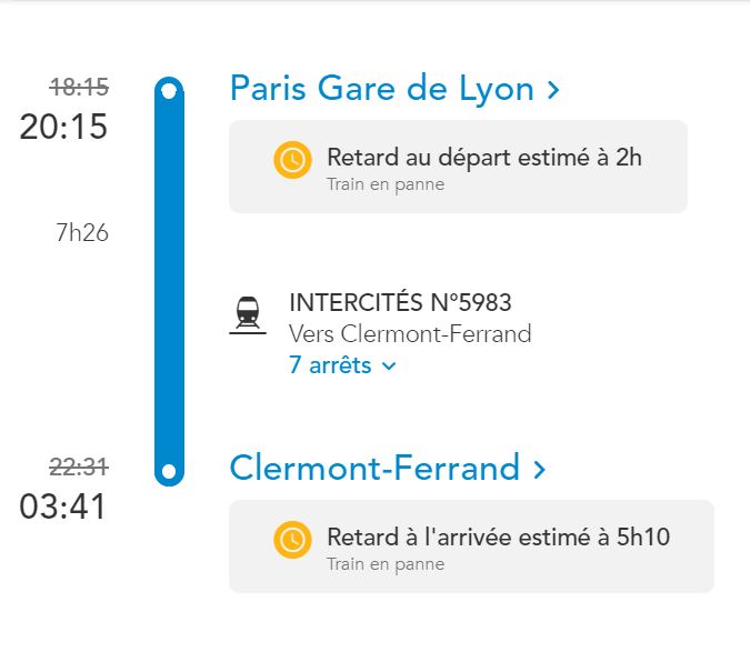 lamontagne_fr's tweet image. #SNCF Trois arrêts supplémentaires pour l'Intercités Paris-Clermont-Ferrand n°5983. Le retard estimé par la SNCF est maintenant supérieur à 5h.
➡️lamontagne.fr/clermont-ferra…