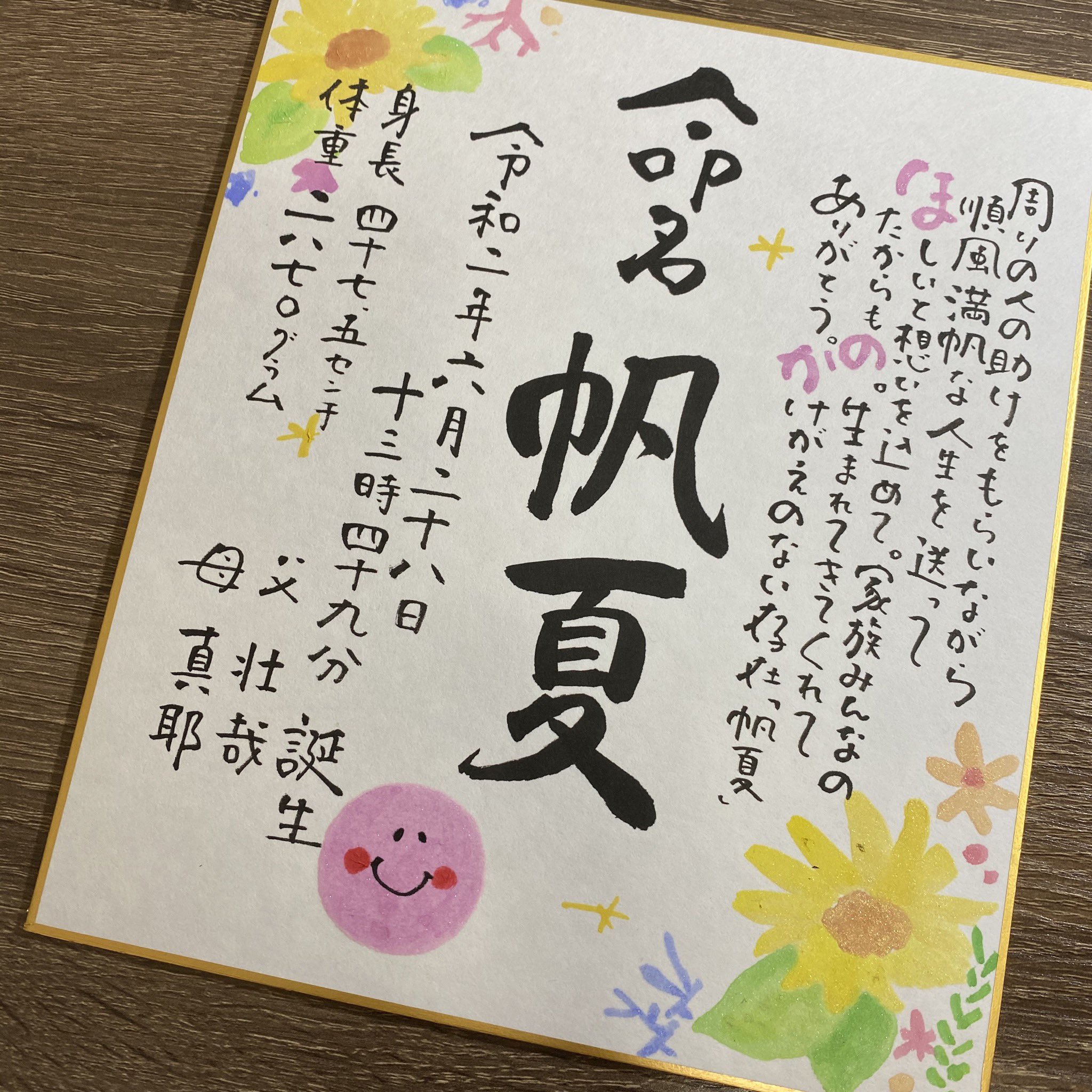 書道art Narumi 帆夏ちゃん 生まれてきてくれて ありがとう ベビー 女の子の名前 女の子 T Co 2obfar9d2y Twitter