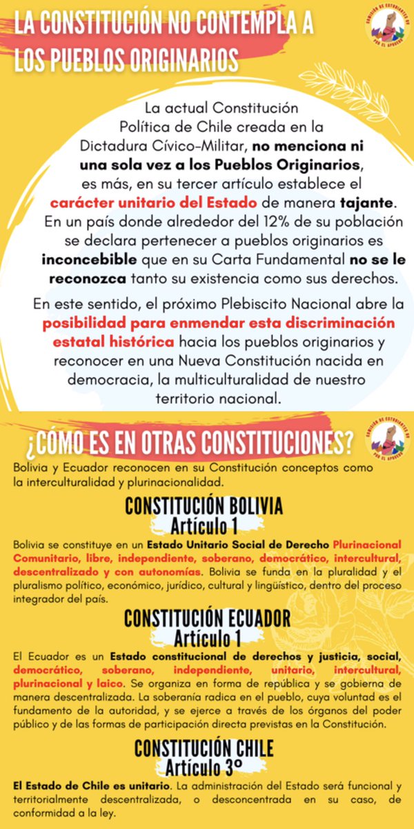 capruebouv's tweet photo. Es urgente que se incorpore la #plurinacionalidad e #interculturalidad, entre otros principios, dentro de una #nuevaConstitución, escrita por aquelles que no han tenido la oportunidad de representación. 

Por esto y más, votamos #APRUEBO #ConvencionConstitucional este #25deOct!✊🏼 https://t.co/QHXBv9OanB