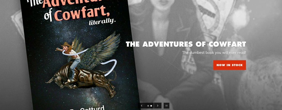 among the items you can find for sale on his website- "The Adventures Of Cowfart", which appear to be using conservative hysteria about AOC's Anti-Cow Stances and conservative repressed horniness about her to sell a book about cow farts- an official CatTurd-branded poop-scooper