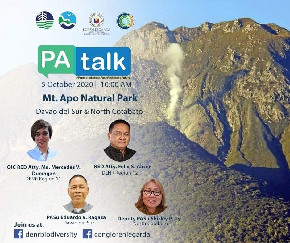 DENROfficial's tweet image. Learn more about Mt. Apo and other natural parks in the country. 

Catch the #PATalk today at 10am!

The e-conference will be hosted by Deputy Speaker Loren Legarda. 

#ProtectedAreas 
#BiodiversityPH

👉bit.ly/2Ssja3a

📸 Bboi Ngojo (Mt. Apo)
📸 DENR Davao