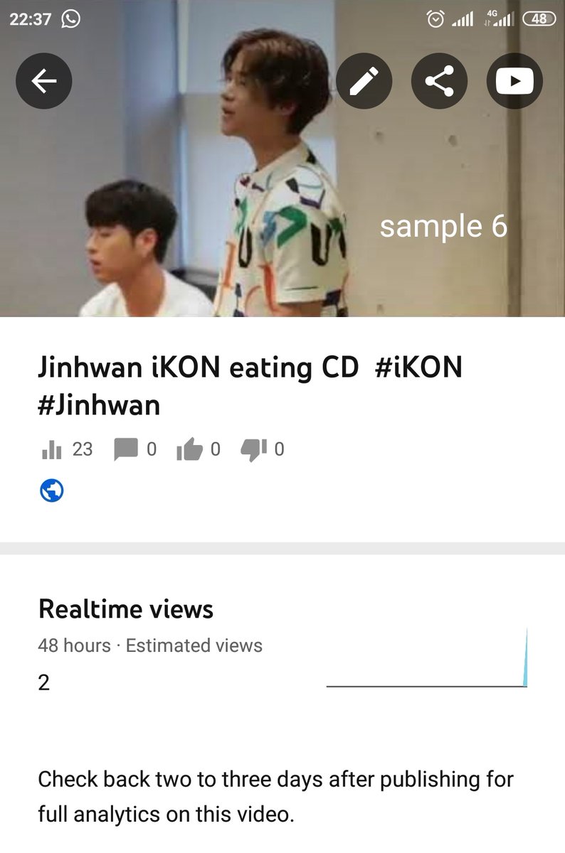 6. This is the realtime views a moments later. Look there are 2 views count. Oh it was me again by the way . While my friend busy streaming using Carrd, i also try to watch again using youtube apss. And it counted on the realtime views again!