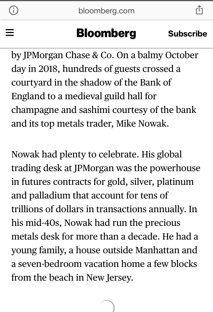 The JPM metals trading desk was treated as a criminal organization under the RICO (Racketeer Influenced and Corrupt Organization) Act, normally reserved for mafia and organized crime.The spoofing tactic was used more than 50,000(!!!!!) times over a decade