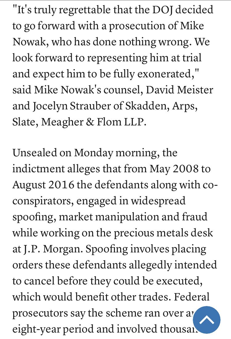 Skadden law firm, specifically David Meister, now represents criminal manipulator Michael Nowak.This case is the perfect representation of the incestuous relationship between the criminals on Wall Street and the limp wristed law enforcers of Washington DC.