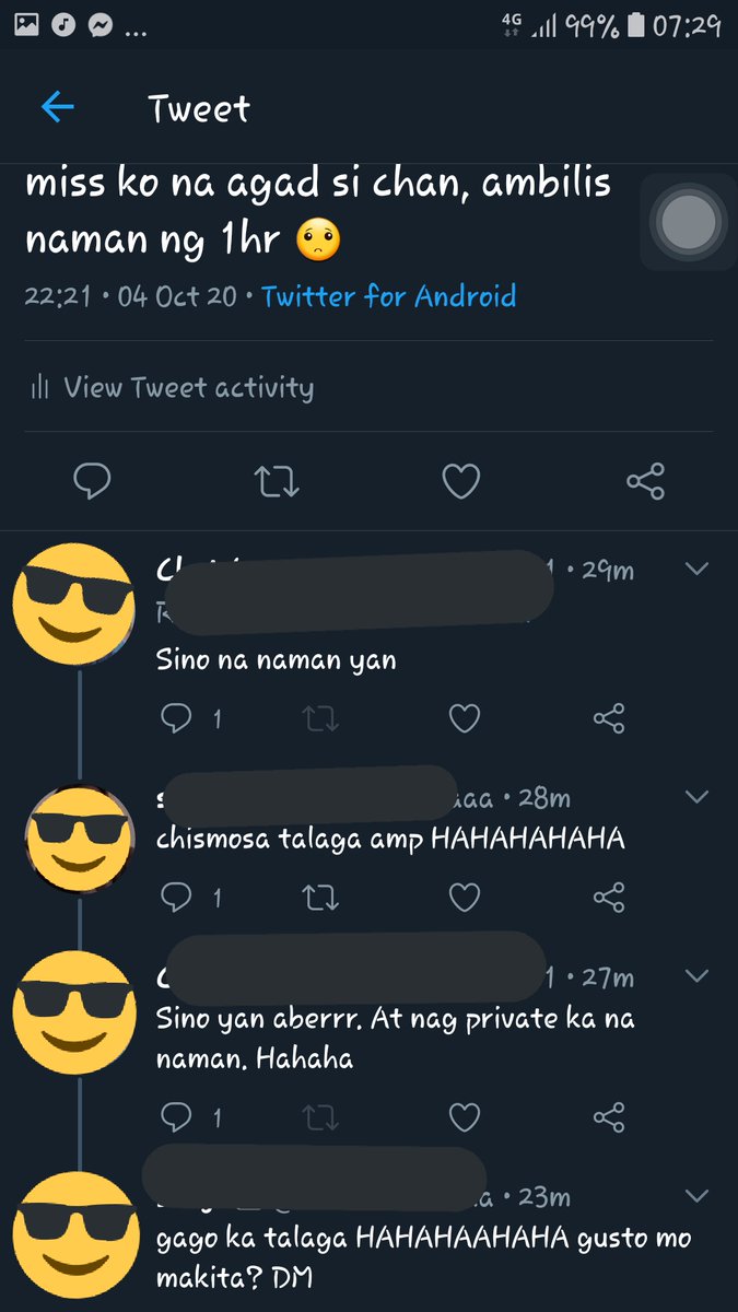 so i tweeted on my main acc abt chan, and a close friend of mine replied thats why i started the "MANLILIGAW KO SI CHAN" PRANK HAHSHAHSHAHHSAscreenshots below: