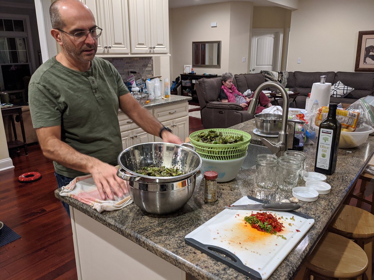 mynjgarden's tweet photo. I love this! First time I got to "make #olives" with my husband the way his #Italian family has always made them. Get a case of fresh olives, pit them &amp; soak them in water for a week (daily changes). Press it the water &amp; jar them in oil &amp; seasonings! #tradition #heritage https://t.co/tk6oL1z2W6