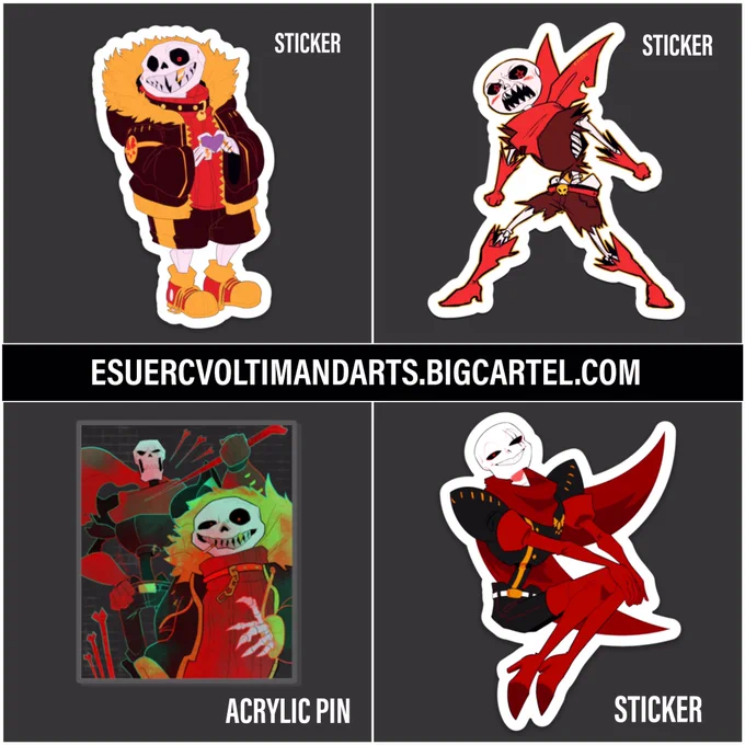 New stickers have arrived as well as restocks of long sold out designs! And an Underfell Acrylic Pin is now available!
SHOP: https://t.co/3coHx0nfm3
#undertaleAU #underfell #fellswap
#underswap #errorsans 