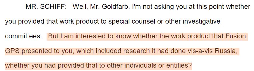 25\\Schiff continues to press Goldfarb by asking him if The Free Beacon shared any information provided by Fusion to a third party.