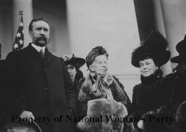 In her 80s she joined the Congressional Union/National Woman’s Party and served on its advisory committee. She was at home there: NWP was committed to a federal amendment, Rev. Brown’s longtime goal. And by nature she was not afraid to shock or offend.center, w/NWP in 1915.