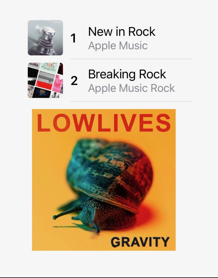 Our new single “Gravity” is featured on @AppleMusic’s #BreakingRock and #NewInRock playlists! Shout out to @suzytothec and the folks at Apple Music. Thank you for the support! 🔥 #lowlives