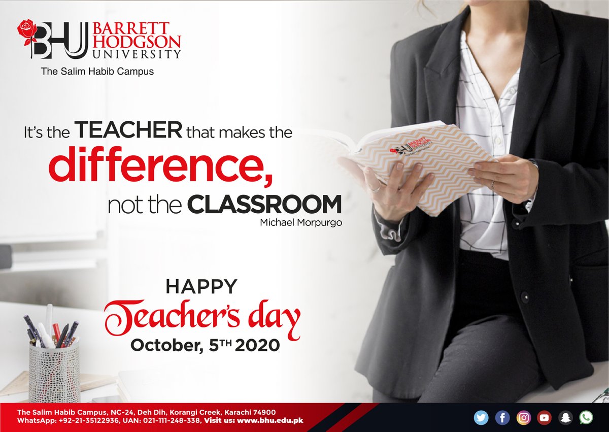 SHUPakistan's tweet photo. On this #TeachersDay, let's thank & appreciate the #BeaconsOfLight that enlighten our paths & our futures with their abundance of knowledge & tireless efforts to mold us into better human beings.
#HappyTeachersDay2020 ! 😃
#BHU #TeachersAreRoleModels #LearningMustNotStop https://t.co/sIgoXSnGDv