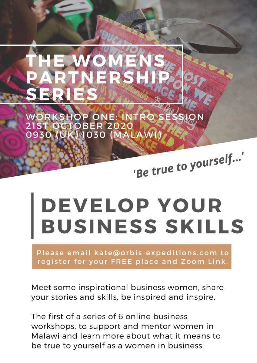 Want to virtually join us in Malawi for a Women's Partnership workshop on 21st October? Come and find out about using your skills, being inspired by some incredible Malawian business women. 
#womenspartnership #malawi #workshop #skillsharing #bepartofsomething