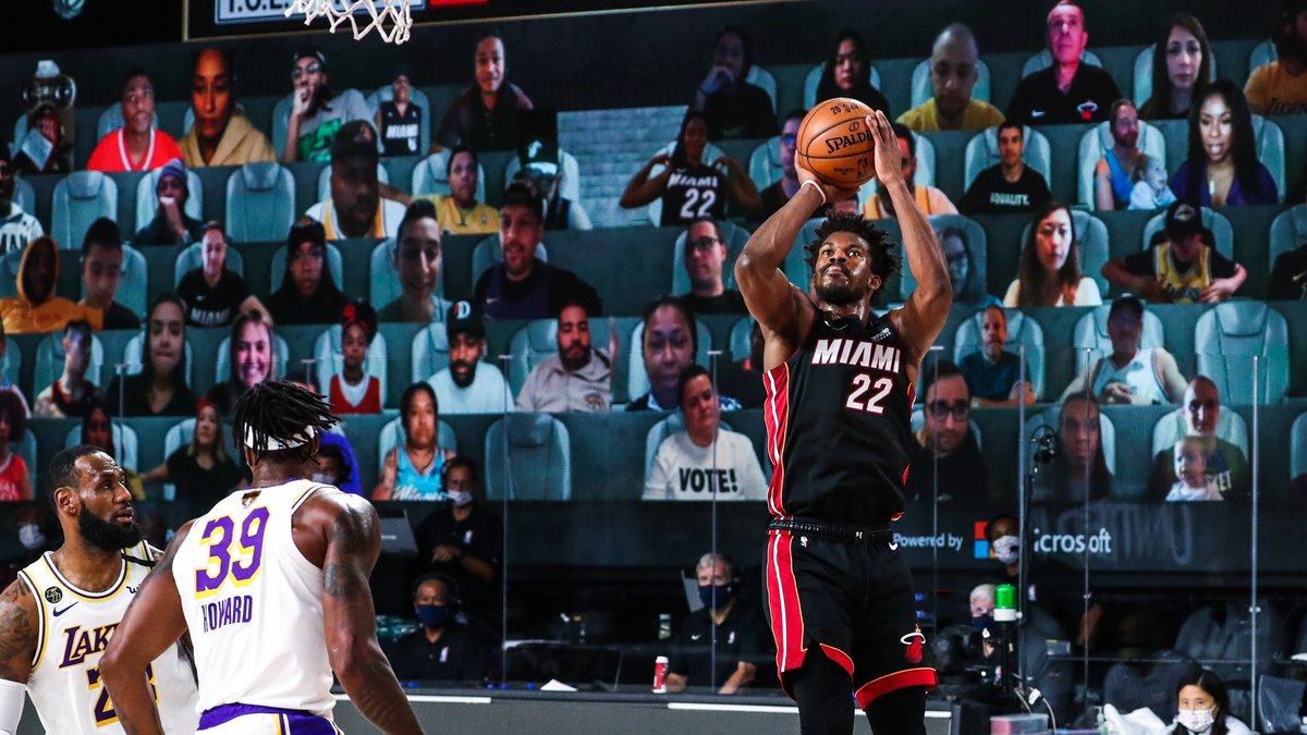 #LALvsMIA Final: HEAT 115 - Lakers 104 

🐐 Butler 40 Pts, 11 Rebs, 13 Asts, 2 Blks &amp; 2 Stls
🔥 Herro 17 Pts, 3 Rebs &amp; 2 Asts
🔥 Olynyk 17 Pts, 7 Rebs &amp; 2 Stls
🔥 Robinson 13 Pts, 5 Rebs &amp; 3 Asts
🔥 Crowder 12 Pts &amp; 8 Rebs