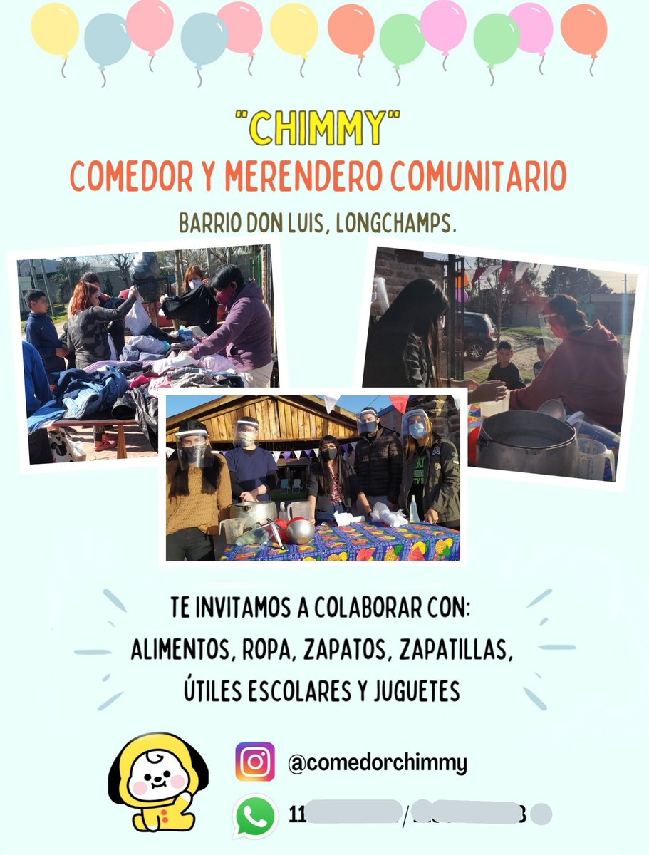 ComedorChimmy's tweet photo. Hola! Con unos amigos tenemos un comedor/merendero ubicado en Longchamps, entregamos comida/merienda los sábados y ropa los lunes. Les agradecería si pudieran compartir para que más gente se pueda sumar! Con muy poco pueden ayudar mucho a alguien más 💛 https://t.co/6xzTYkdGV1