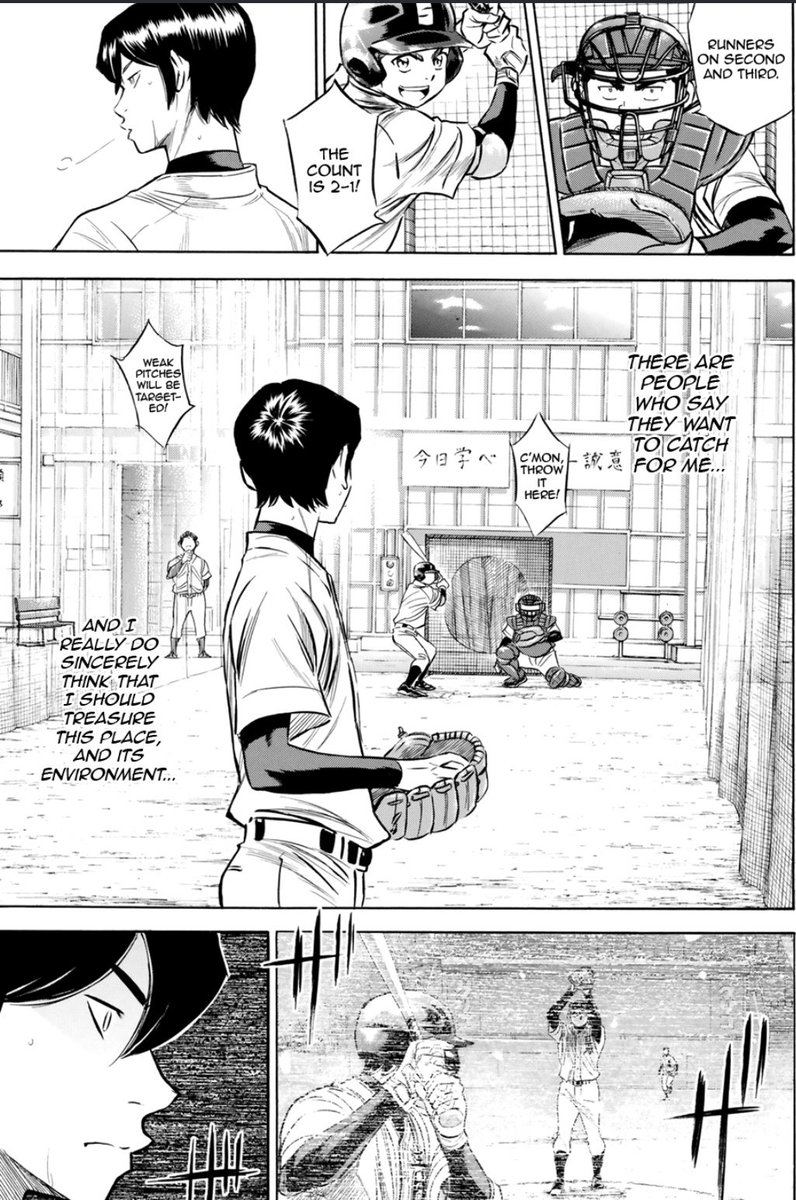 furuya pitching outside doesnt mean he has yips since he can still pitch but more of him trying to get back on thr right track while eijun is running again.. like when furuya was new ace vs eijun forced to run but now eijun is willing and furuya is branching out of miyuki...aaa