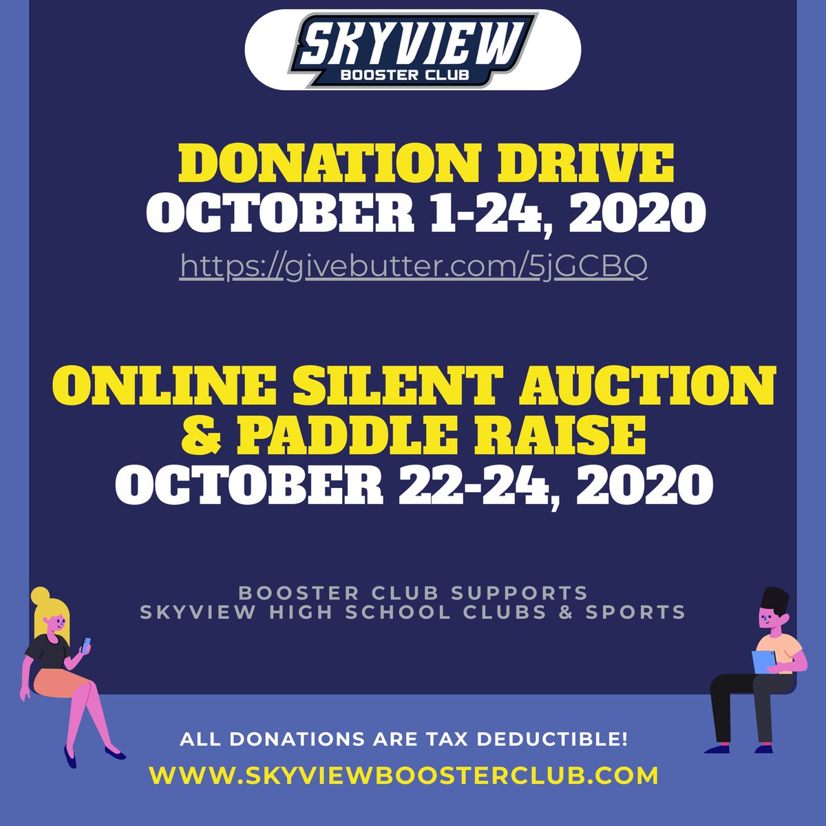 SkyviewBooster's tweet image. Due to COVID-19, Skyview Booster Club had to cancel the auction in April. We decided to move forward with one large fundraising event to help all sports and clubs raise the necessary funds. We need your help — donate, spread the word, and share with friends and family! #RollStorm