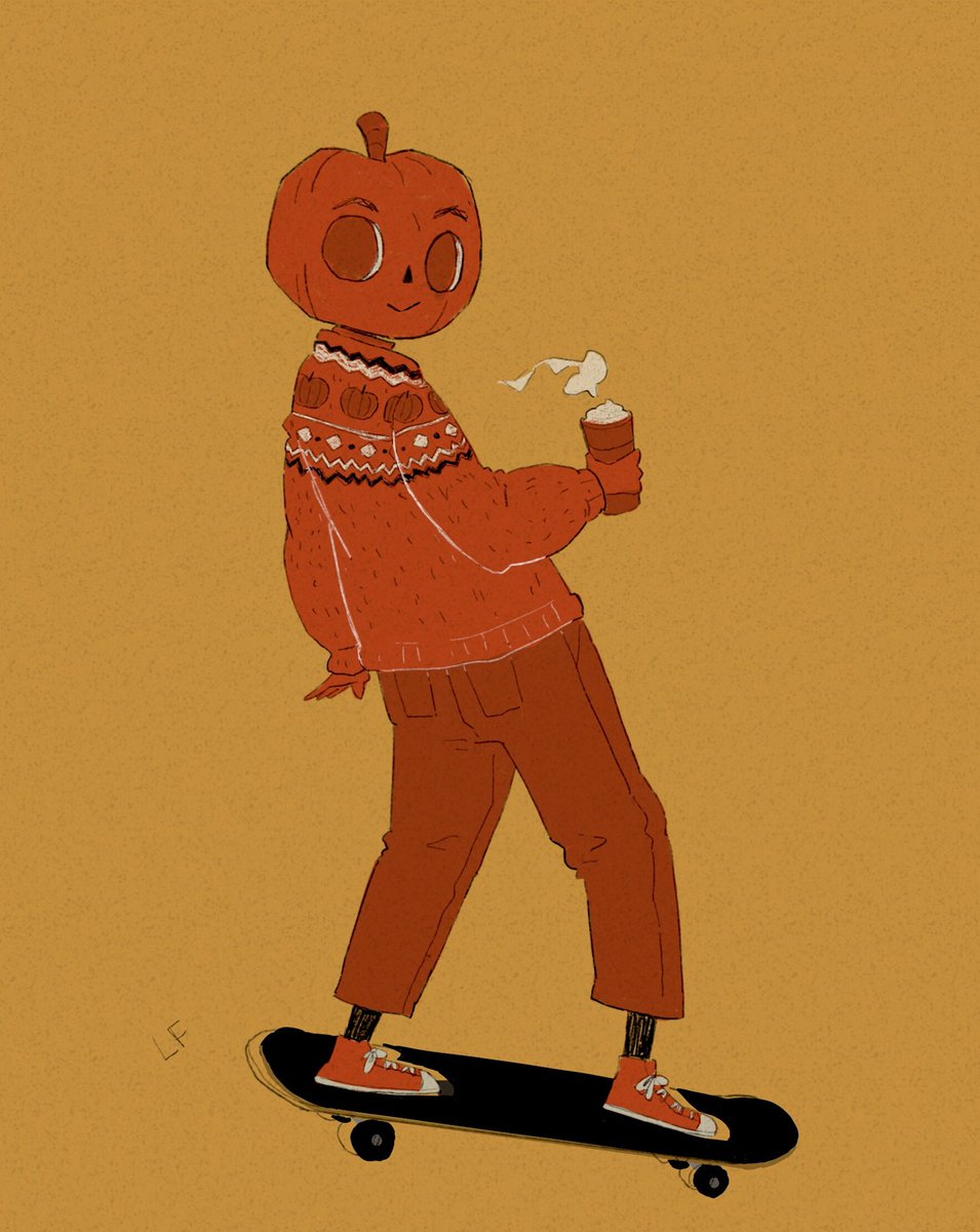 LibbyFrame's tweet photo. The chill skater pumpkin https://t.co/EaPBMWL3Cv
