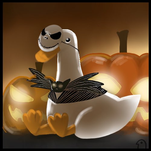 It’s HONKtober! First art is Goose Skellington! Oooo spoopy. #honktober #goose #halloween