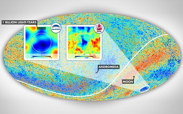 The Eridanus Supervoid is a giant area of the Universe devoid of galaxies, with a diameter of around one billion light years. (📷 ESA/Planck)