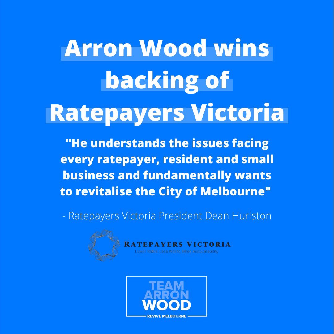 I'm honoured to have the support of <a href="/ratepayersvic/">RATEPAYERSVIC</a>, who know all too well that residents, ratepayers and traders need stronger advocacy at Town Hall. If elected, I'll continue to stand up for ratepayers in the City and make sure their voices are heard.