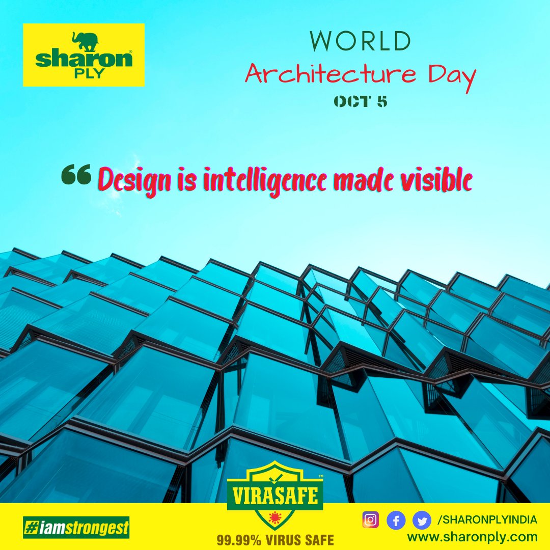 Sharon Ply wishes all the Architects a Happy World Architecture Day. We wish to thank all the architects who create beauty out of our strength.

#architecture #worldarchitectureday #thingofbeauty #iamstrongest #VIRASAFE #iamsafest