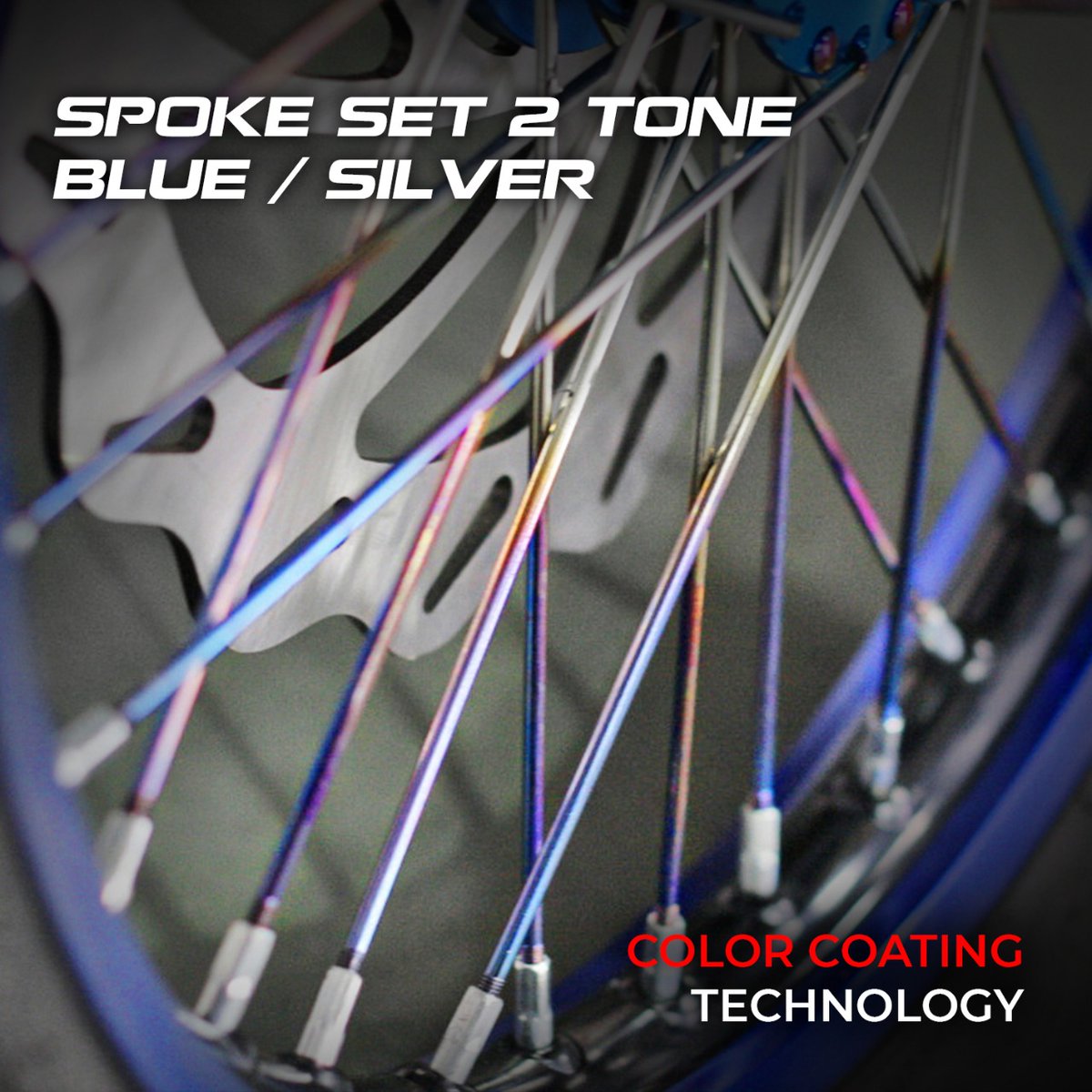 TDR Spoke Set manufactured with advanced color coating technology for erosion resistance while enhancing your style. The spokes &amp; nipples have better durability in the toughest riding conditions. 
CLR GOLD 👉 bit.ly/TDRSpokeSetGold
2TONE Blue/Silver 👉 bit.ly/SpokeSet_2Tone…