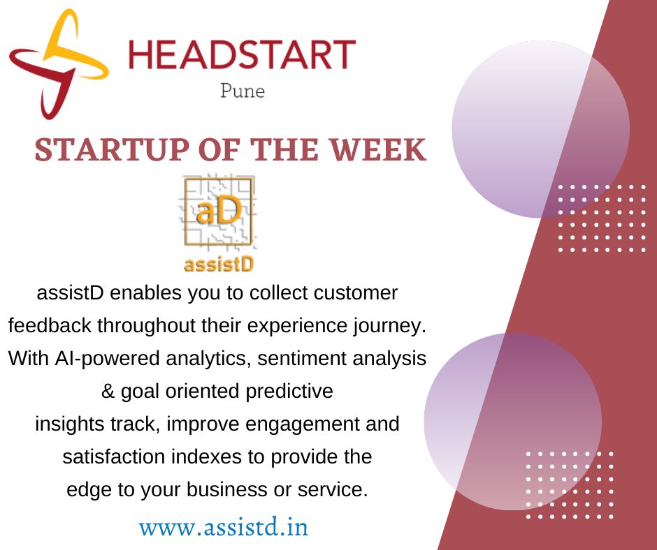 #Pune Startup of the week: assistD
assistd.in

#Startupoftheweek #Headstart #startup #startupecosystem #Headstartpune