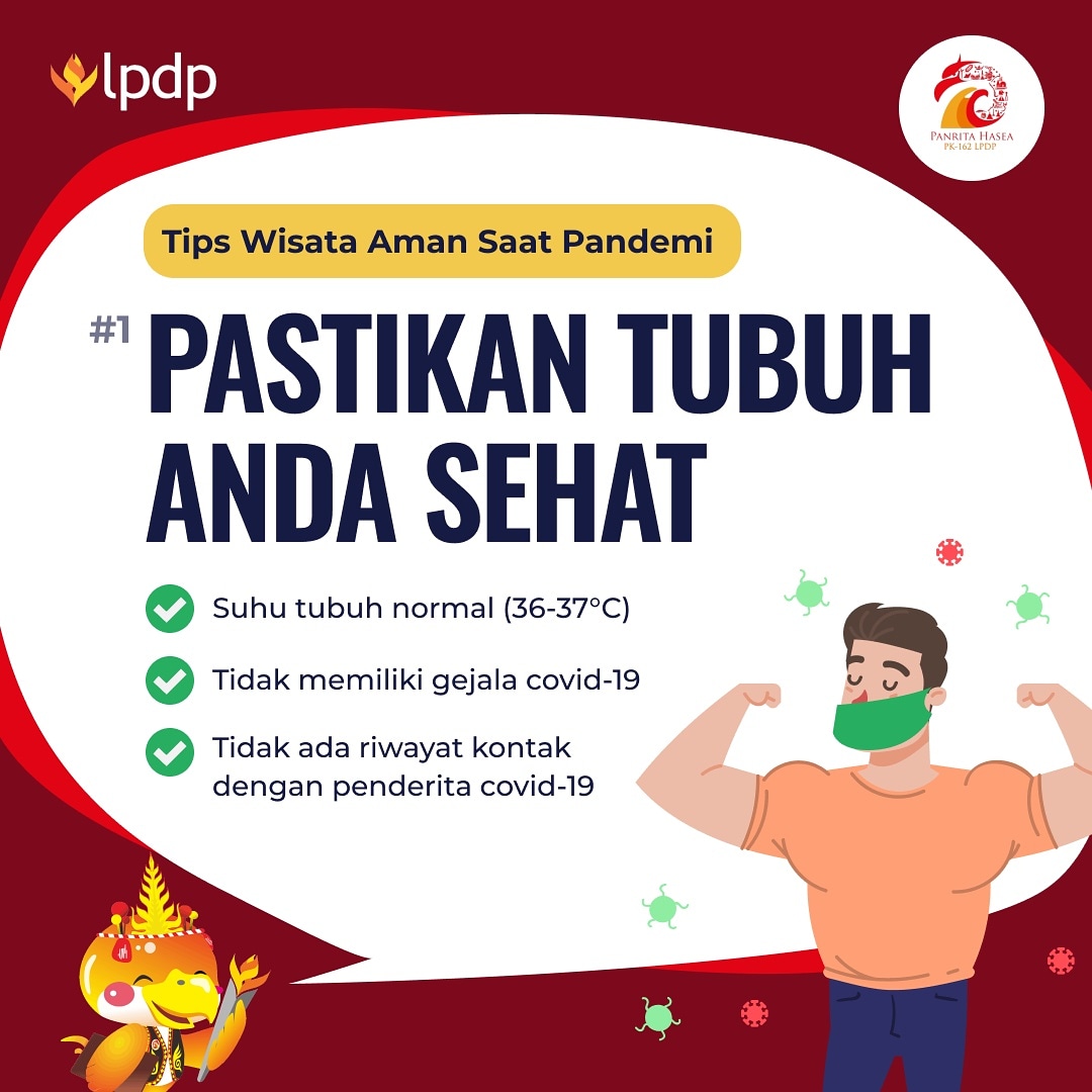 _sarahbenn's tweet photo. Sebelum pergi berwisata, pastikan tubuh Anda sehat dg cek keadaan tubuh. Pastikan suhu tubuh normal di 36-37°C, tidak memiliki gejala covid-19 &amp; pastikan min slm 2 mgg terakhir tdk ada kontak lgss dg penderita Covid-19.
@LPDP_RI 

#DiriUntukNegeri
#AkuPastiMengabdi https://t.co/SktTZfU1Xi
