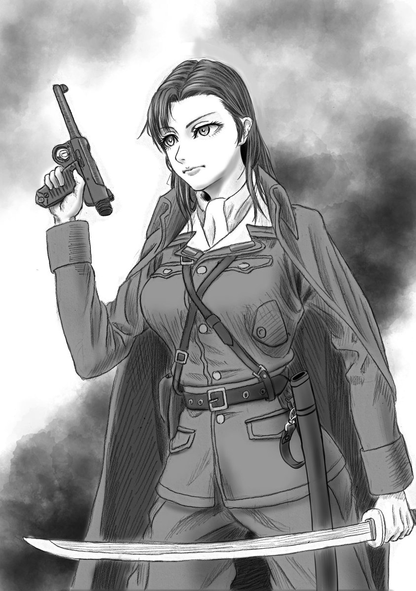 Tiger N 絵アカ 前回のイラストを修正しました 具体的には頭を小さくして装備に鞘を追加しました イラスト好きな人とつながりたい イラスト好きと繋がりたい ミリタリー ガルパン 日本軍 軍装