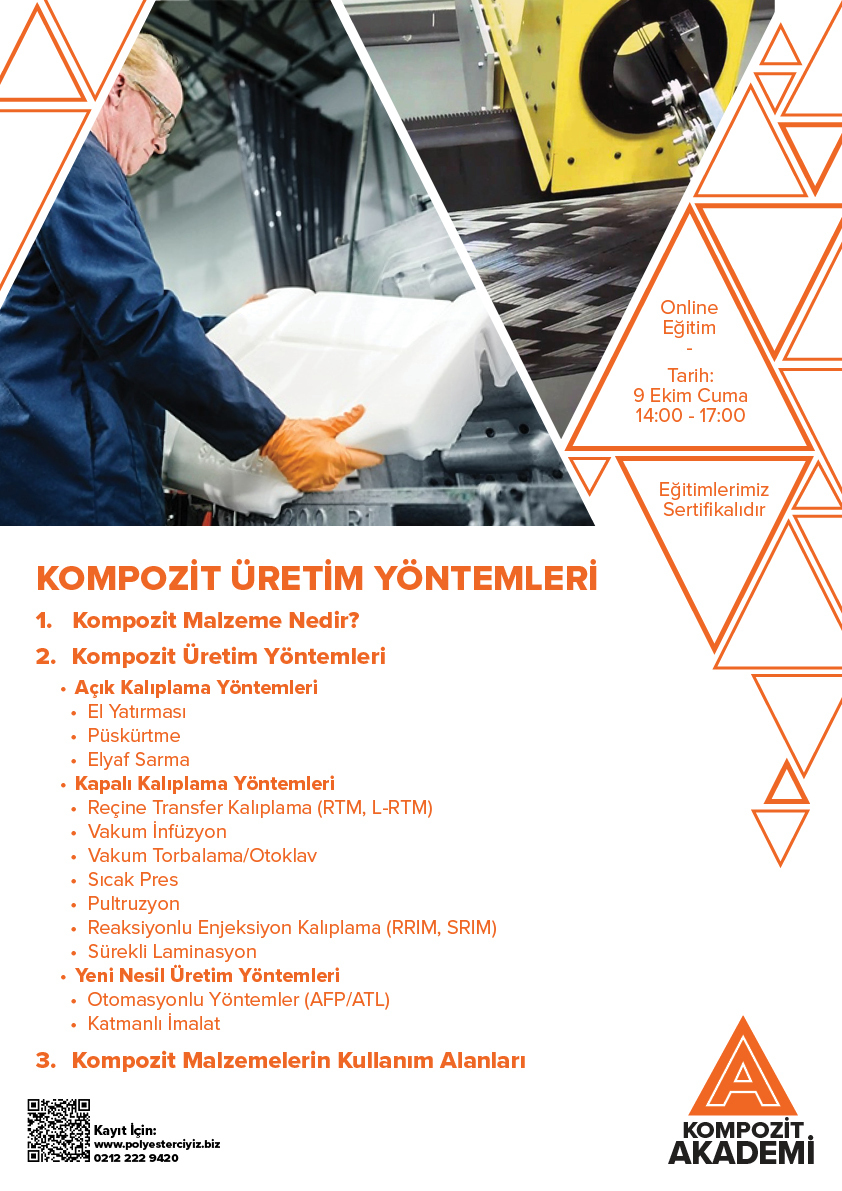 AkademiKompozit's tweet photo. Online Kompozit Üretim Yöntemleri Eğitimimizin Kayıtları Başladı...
Detaylı bilgi almak için
https://t.co/5ZXvLduF8r

#kompozitakademi #composites #technology #material #manufacturing #compositeworld #handlayup #method #windingfilament #RTM  #MaterialScience  #vacuumpump https://t.co/LaFf8mWVSH
