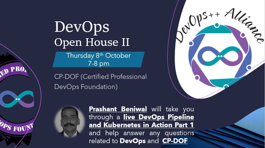 AgileTAlliance's tweet photo. DevOps second Open House is on 8th October
This Open House is a session about DevOps pipeline and Kubernetes in Action (Part 1) and also help answer all the queries related to DevOps and #CPDOF
To know more details, please check the following link: https://t.co/rhTpQBKO5t https://t.co/BgDEtCfyZb