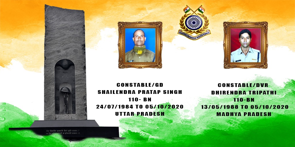 We salute the valour &amp; steadfast devotion to duty of CT/GD Shailendra Pratap Singh and CT/DVR Dhirendra Tripathi of #110Bn #CRPF who made supreme sacrifice while valiantly retaliating terrorist attack in Pulwama, J&amp;K. We stand with the families of our Bravehearts.
