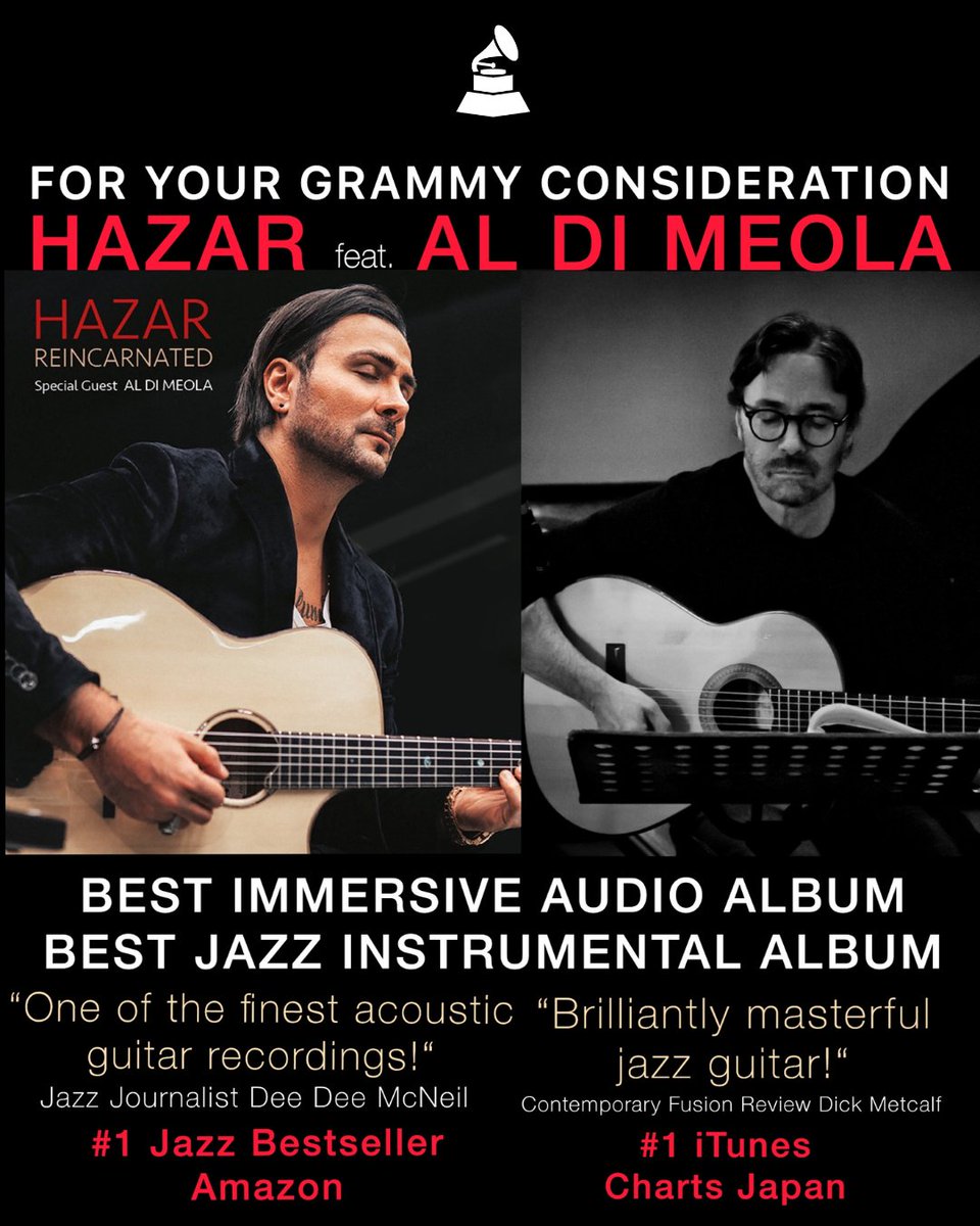 Wir drücken Hazar Guitarist die Daumen für die Grammy-Einreichung von "Hazar - Reincarnated", welches von Tonmeister Johannes Wohlleben betreut wurde. #bauerstudios #records #recordingstudio #mixengineer #lovemusic #grammynominations #teambauer