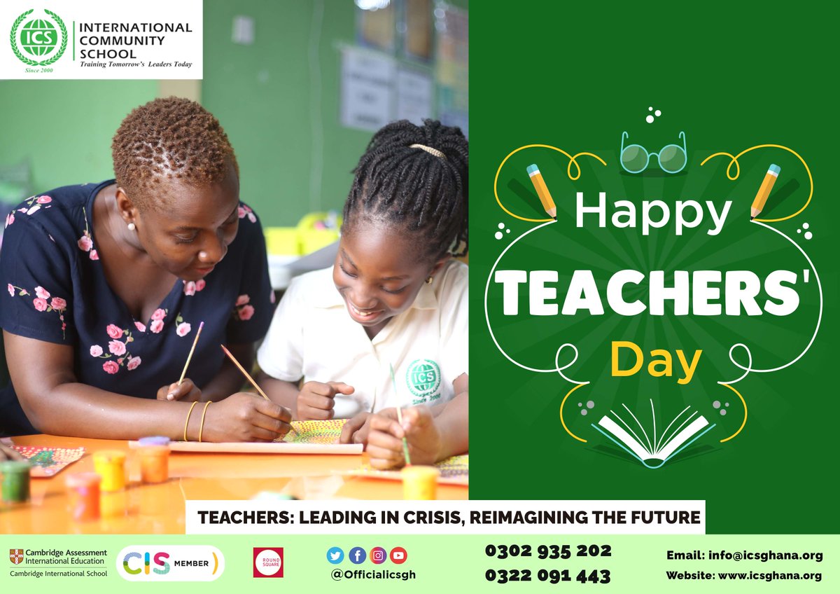 officialicsgh's tweet photo. On World Teachers' Day, we say Ayekoo!! Thank you for supporting our Learners and for bringing out the best in them.
#worldTeachersDay #theICSAdvantage #education #highschool #middleschool #secondaryschool #prepschool #preschool https://t.co/F241XWtsr7