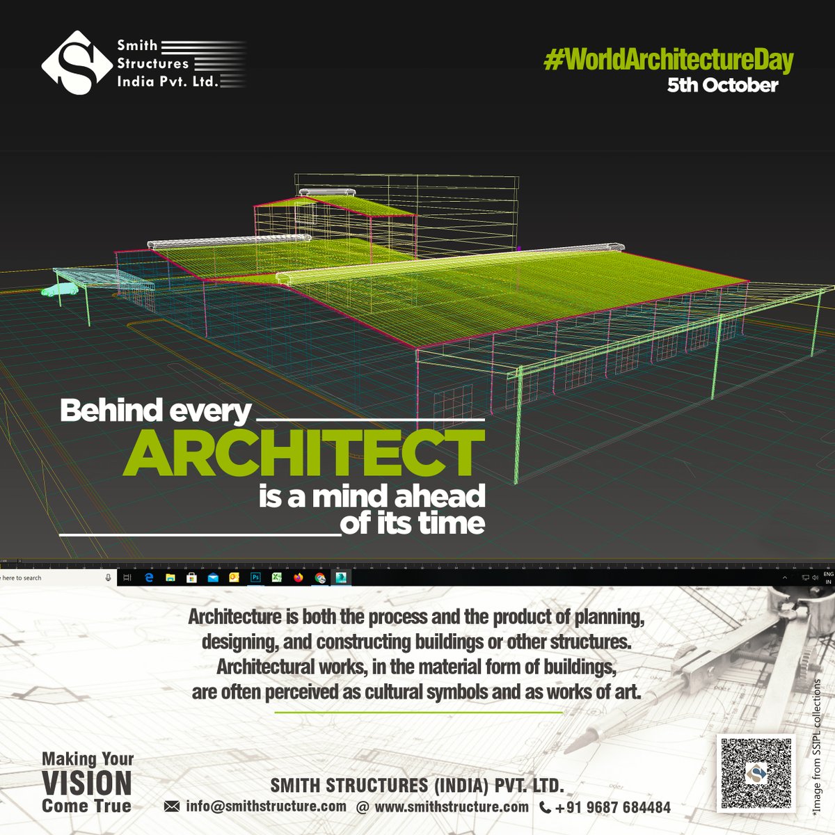 StructuresSmith's tweet photo. #WorldArchitectureDay
#5thOctober
Behind Every Architect Is a Mind Ahead Of Its Time
Contact us:
Smith Structures (India) Pvt. Ltd.
info@smithstructure.com | https://t.co/tIiccOaOCX | +919687684484
#steelrevolution #ssipl #steelstructures #pebbuilding #fabrication #construction https://t.co/UNWOA3WXIL