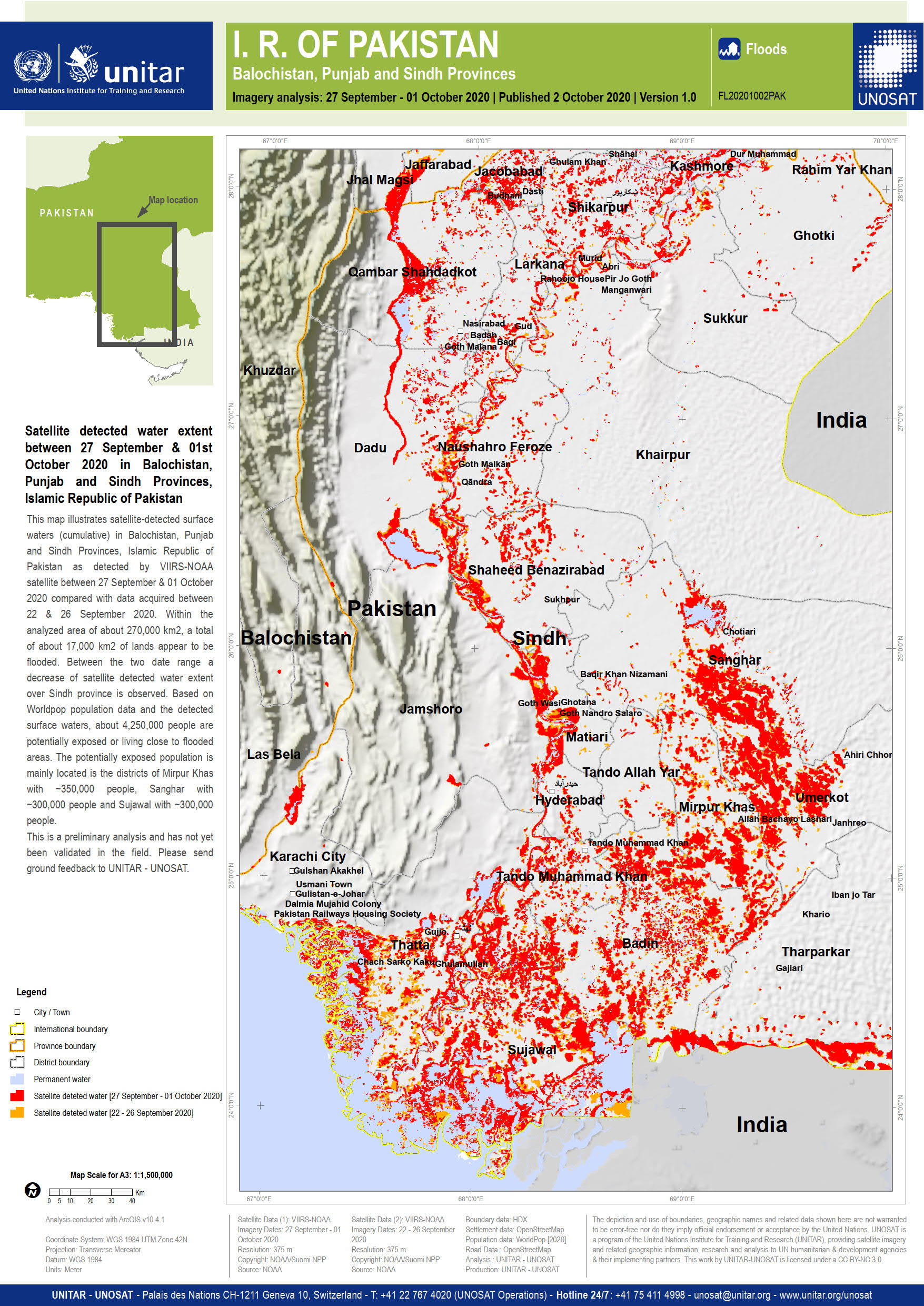 Pir Jo Goth Map Unosat On Twitter: "This Map Compares Balochistan, Punjab & Sindh  Provinces, In #Pakistan Between 27 Sept & 1 Oct. & Between 22 & 26 Sept  ~17,000 Km2 Of Lands Appear To Be
