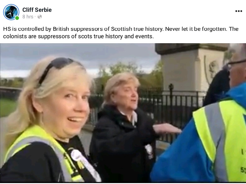 26. Video of their previous  #500miles walk (where a Stirling Castle Historic Scotland staffer called the police to their mob aggression) is being shared again. Historic Scotland staff were already receiving threats for banning the AUOBEdinburgh rally.  https://m.facebook.com/story.php?story_fbid=10224006999632685&id=1529184751