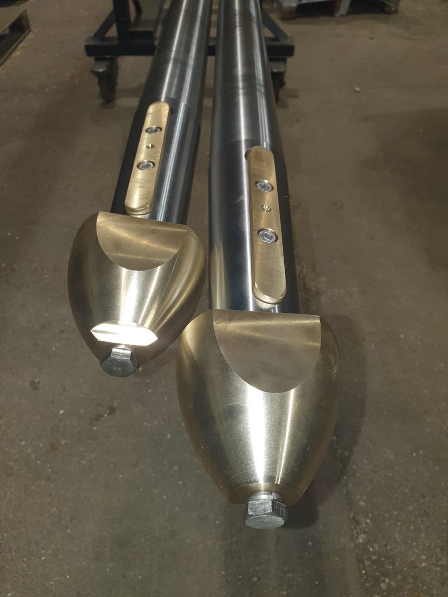 It's not all about just propellers.  We also produce the full stern gear package - here we have some ends of a pair of propeller shafts with dome prop nuts.#boatprop #propeller #propshaft