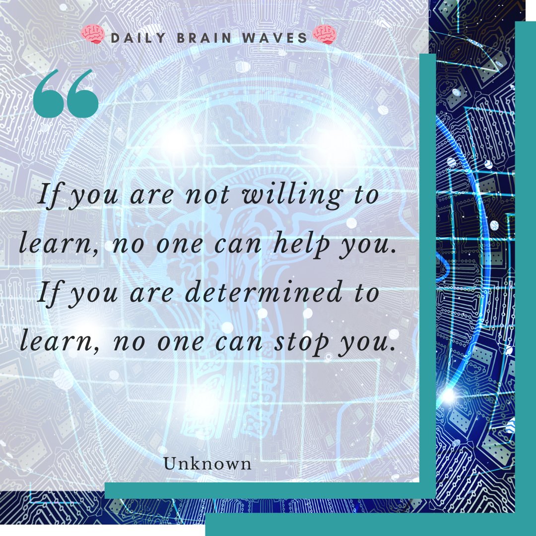 EfficientLangua's tweet photo. 🧠 Daily Brain Waves 👋 – “If you are not willing to learn, no one can help you. If you are determined to learn, no one can stop you.” – Unknown
#brainwaves #brainfood https://t.co/3LvWo18jQI