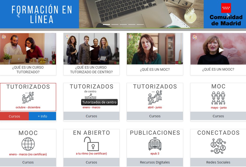 Abierta la inscripción en los cursos online del departamento TIC del CRIF Las Acacias. Primera convocatoria bit.ly/3itC4Bj Más información en  formacion.educa.madrid.org #RedFormacionMadrid