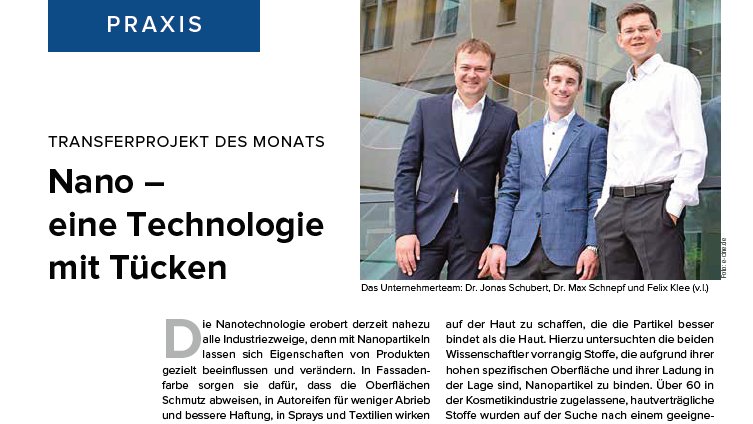 Good start into the week: @IHKDresden (Saxonian Chamber of Commerce and Industry) presenting DermaPurge as Tech-Transfer Project of the month in their recent ihk.wirtschaft-magazine (-&gt; lnkd.in/ewya3Cq ) #techtransfer #transfer #nanotechnology #startup