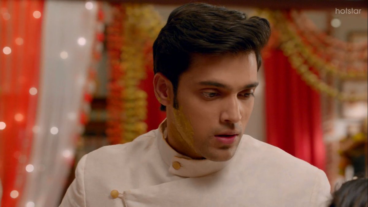 #KasautiiZindagiiKay Scene 9:  #AnuPre haldi, Pre looked in confusion @  #AnuragBasu who was in deep thoughts applying haldi!Anu tricks Pre to take him to her room! He was mesmerized by his Pre who innocently took him to her room without knowing his actual intention!  #ParthSamthaan