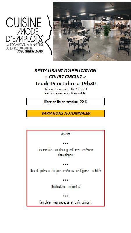 🍷🍰🍲 Dîner de fin de session le 15/10 pour les élèves de <a href="/CuisineMEmplois/">CuisineModeDemplois</a> <a href="/DominiqueViel1/">Dominique Viel</a> #ThierryMarx au @MinToulouse, inscriptions par tél ou en mp 😊 Pensez a partager (attention places limitées) <a href="/actutoulouse/">Actu Toulouse</a> @AnaelleGruaz <a href="/SublimAromes/">Sublim'Arômes</a> <a href="/LCDH_31/">Le Cours Des Halles</a> <a href="/sasguivarch/">GUIVARC'H SAS</a> <a href="/thomasfantini/">Fantini Thomas</a>