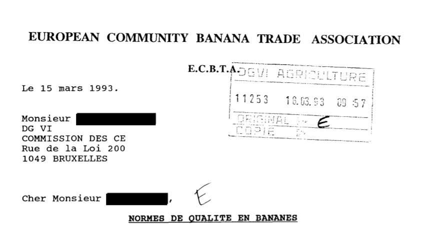 An obscure lobby group called European Community Banana Trade Association alone wrote more than half a dozen letters that survive in the Commission archives. It was lobbyists asking for the law, and lobbyists helped write it.