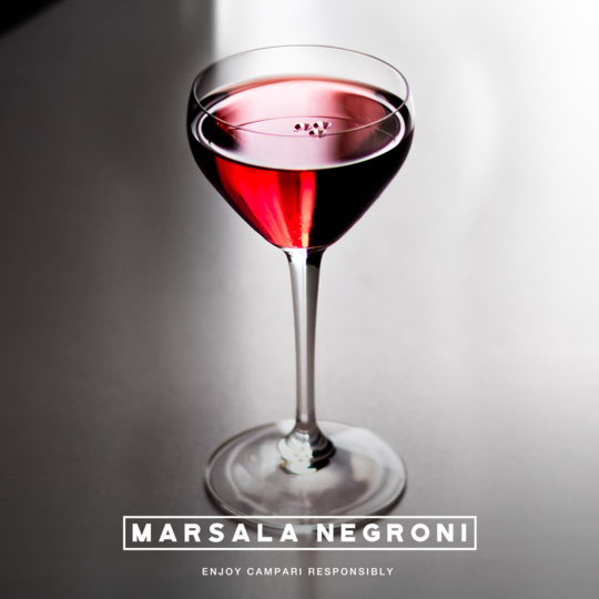 Campari_Japan's tweet photo. 「 MARSALA NEGRONI  」は、南イタリアのボタニカルフレーバーと甘み、北イタリアの#カンパリ とベルモットが調和したカクテルです。- 35 ml Campari - 20 ml Marsala - 10 ml Amaro Genziana - 25 ml London Dry Gin - A few drops of Orange Essential Oil and Extra Virgin Olive Oil #ネグローニ https://t.co/ApJJVqRs1J