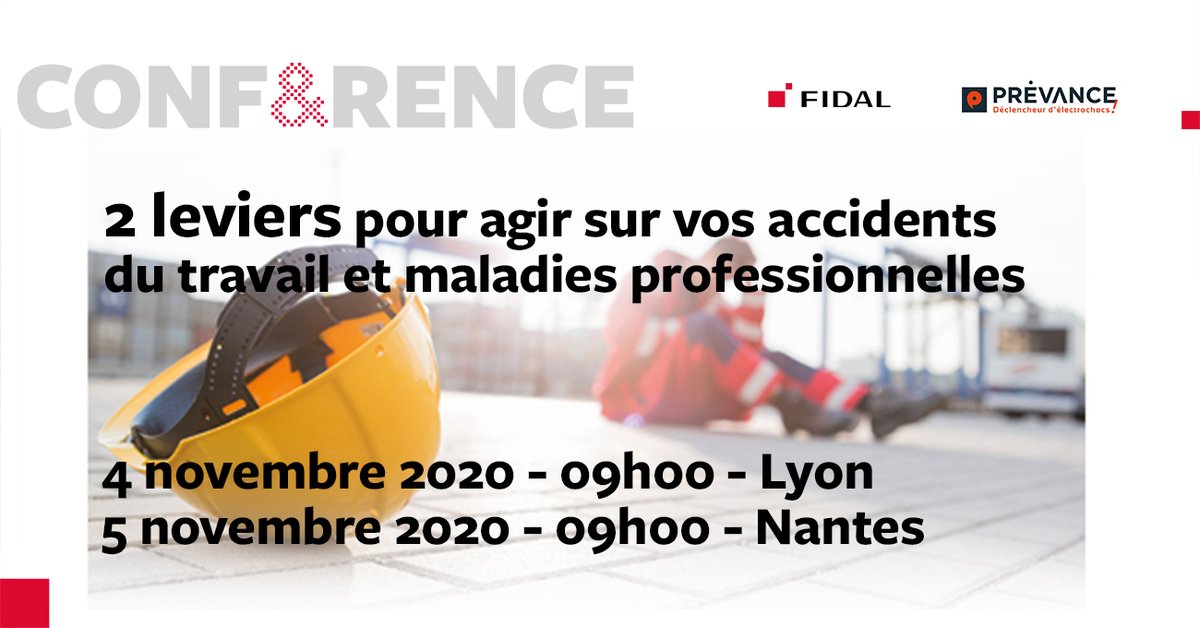 👷 ⚠️ [#Conférence] #Nantes, jeudi 5 novembre.

@PREVANCE_et Fidal Val de Loire Océan vous donnent rendez-vous pour une matinale dédiée aux #leviers #Juridique et #Humain pour agir sur vos #accidentsdutravail et vos #maladiesprofessionnelles.

Inscription bit.ly/33pIopo