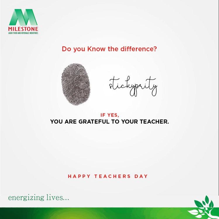 Milestoneagro's tweet photo. Wishing you a very Happy World Teachers' day! Without you, we would have been lost. Thank you teacher for guiding us, inspiring us And making us what we are today.
#milestoneagro https://t.co/8Kz39GHjJw