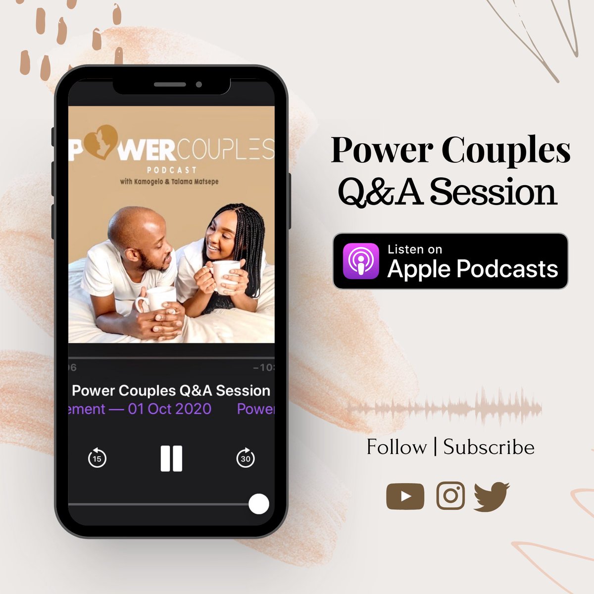 PowercouplesM's tweet photo. 🚨 🎙Power Couples is a weekly marriage focused podcast hosted by Talama and Kamogelo Matsepe addressing communication, unity and intimacy in marriage. We hope that these discussions will create progressive dialogue within your marriage. https://t.co/GovKfLqS0n